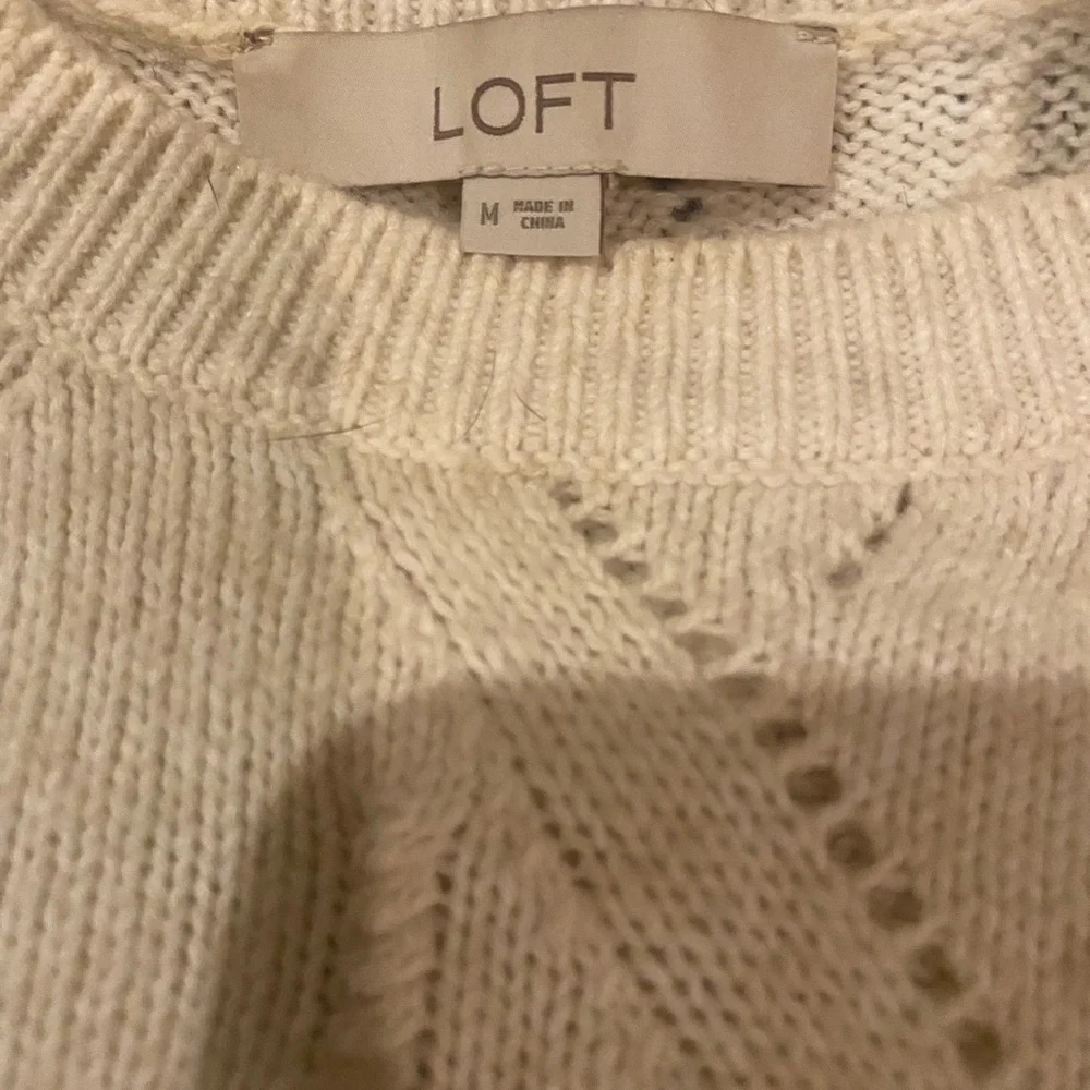 LOFT Cream Cable Knit Sweater-Size M - Picture 3 of 3
